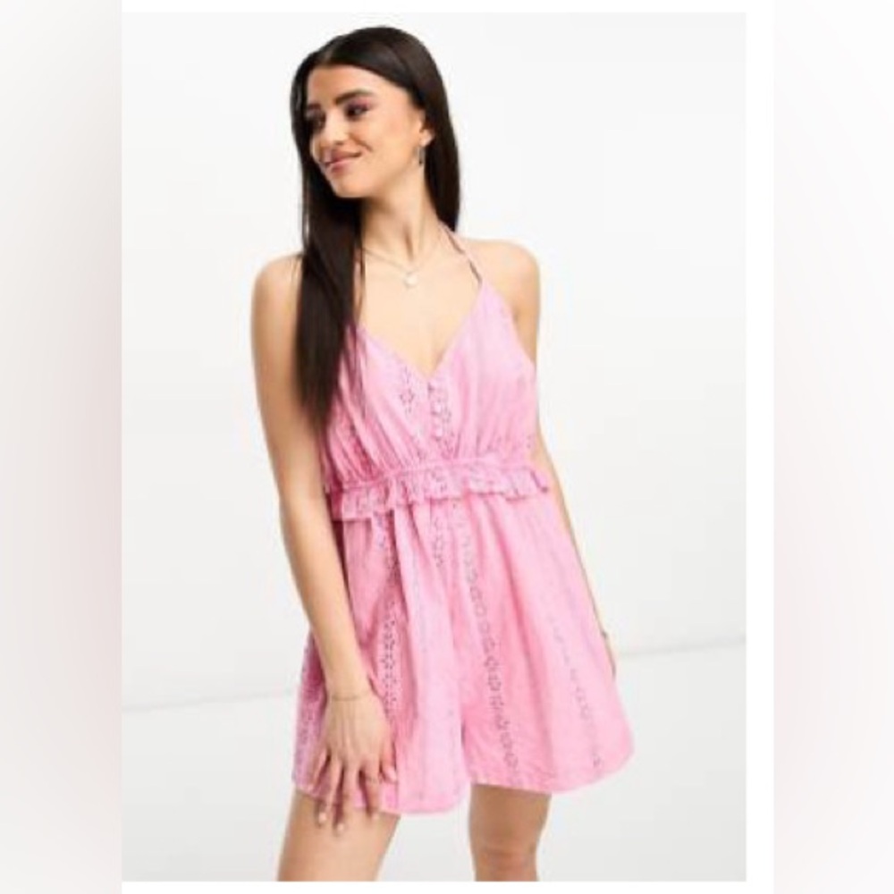 Asos Design halter romper in pink
